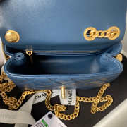 Chanel Small Flap Bag Blue Gold Hardware 13x18x7cm - 5