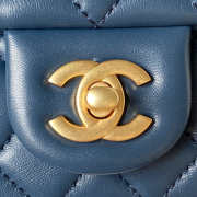 Chanel Small Flap Bag Blue Gold Hardware 13x18x7cm - 6