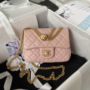 Chanel Small Flap Bag Pink Gold Hardware 13x18x7cm