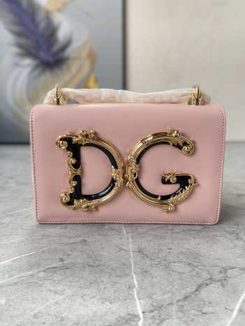 D&G Girls Pink bag in plain calfskin 21x14.5x3cm