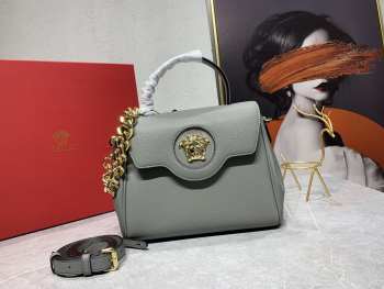 Versace La Medusa Grey with Gold Buckle Bag 26x12x20cm