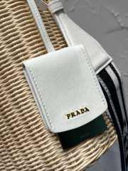 Prada Wicker and canvas bucket bag white 18x19x11cm - 5