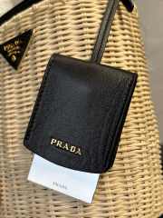 Prada Wicker and canvas bucket bag black 18x19x11cm - 4