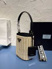 Prada Wicker and canvas bucket bag black 18x19x11cm - 3