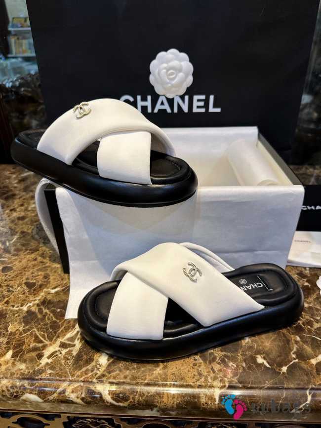 Chanel White 22s Slipper  - 1