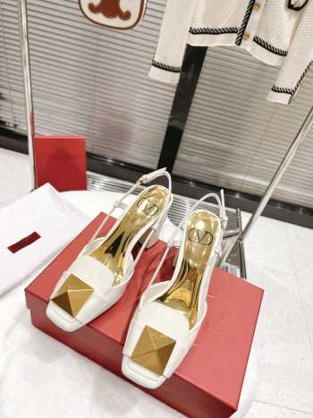 Valentino Sandal White Gold Buckle 9.5cm