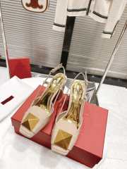 Valentino Sandal Beige Gold Buckle 9.5cm - 1