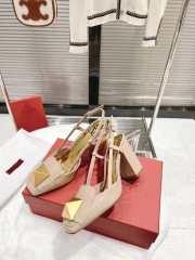 Valentino Sandal Beige Gold Buckle 9.5cm - 2