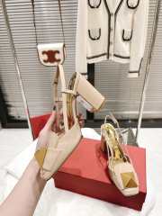 Valentino Sandal Beige Gold Buckle 9.5cm - 3