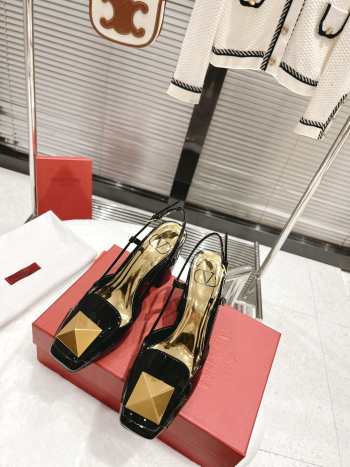 Valentino Sandal Black Gold Buckle 9.5cm