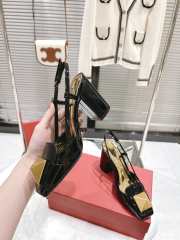 Valentino Sandal Black Gold Buckle 9.5cm - 6