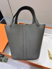 Hermes Picotin Lock Gray Iron Bag 18cm - 4