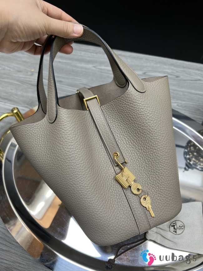 Hermes Picotin Lock Gray Bag 18cm - 1