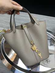 Hermes Picotin Lock Gray Bag 18cm - 1