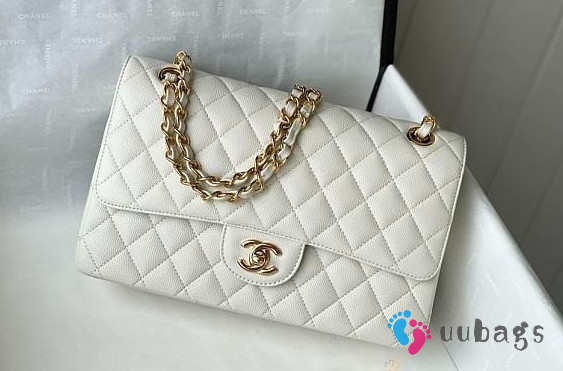 Chanel Flapbag Classic White with gold hardware 25cm - 1