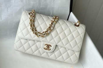 Chanel Flapbag Classic White with gold hardware 25cm