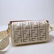 Fendi Baguette Bag In White Canvas With Embroidery  - 4