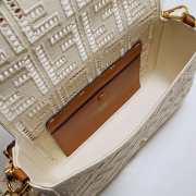 Fendi Baguette Bag In White Canvas With Embroidery  - 3