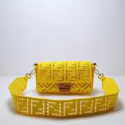 Fendi Baguette Bag In Yellow Canvas With Embroidery - 1