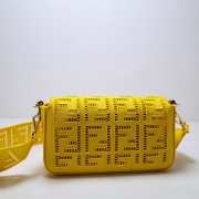 Fendi Baguette Bag In Yellow Canvas With Embroidery - 5