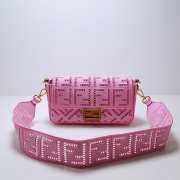 Fendi Baguette Bag In Pink Canvas With Embroidery - 1