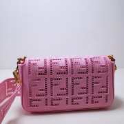 Fendi Baguette Bag In Pink Canvas With Embroidery - 4