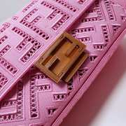 Fendi Baguette Bag In Pink Canvas With Embroidery - 5