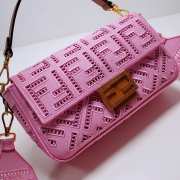 Fendi Baguette Bag In Pink Canvas With Embroidery - 6