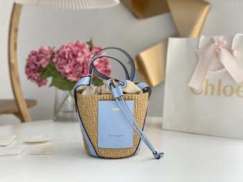 Chloe Mifuko Small Woody Basket Blue 17x16x16cm 