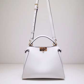 Fendi Peekaboo Essential Bag Leather White Large 27x13x22cm