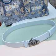 Dior white belt with silver buckle width 3.4cm - 1