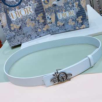 Dior white belt with silver buckle width 3.4cm