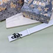 Dior white belt with silver buckle width 3.4cm - 6