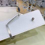 Dior white belt with silver buckle width 3.4cm - 3