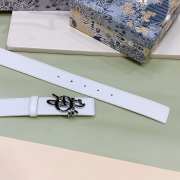 Dior white belt with silver buckle width 3.4cm - 4