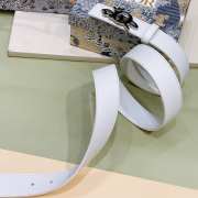 Dior white belt with silver buckle width 3.4cm - 2