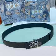 Dior black belt with silver buckle width 3.4cm - 1