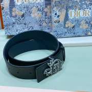 Dior black belt with silver buckle width 3.4cm - 6