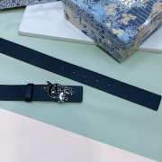 Dior black belt with silver buckle width 3.4cm - 5