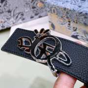 Dior black belt with silver buckle width 3.4cm - 3