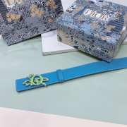 Dior blue belt with silver buckle width 3.4cm - 4