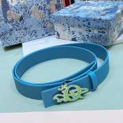 Dior blue belt with silver buckle width 3.4cm - 2