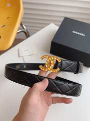 Chanel black belt with gold buckle width 3.0cm - 5