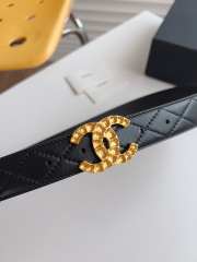 Chanel black belt with gold buckle width 3.0cm - 4