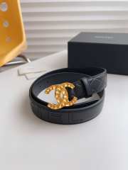 Chanel black belt with gold buckle width 3.0cm - 3