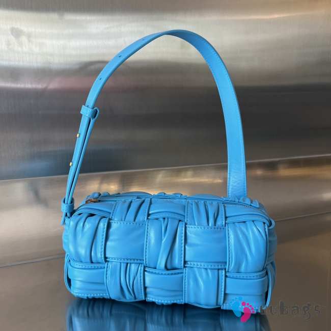 Bottega Veneta Intrecciato Leather Cassette Bag Blue 23.5x10.5x10cm - 1