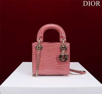 Dior M0505-Lady Gold buckle Pink 17x15x7cm