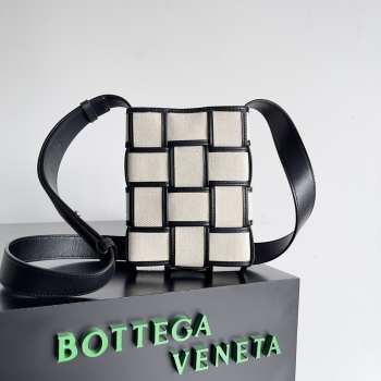 Bottega Veneta Canvas and sheepskin cross-body bag white