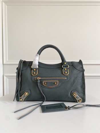 Balenciaga Classic Leather silver with gold buckle 38x24x12cm