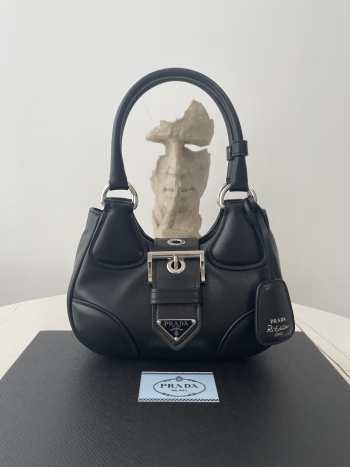 Prada Moon padded nappa-leather bag in black 16x7.5x22cm